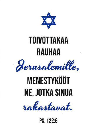 Toivottakaa rauhaa Jerusalmille-kortti