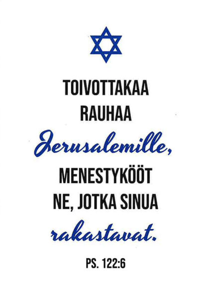 Toivottakaa rauhaa Jerusalmille-kortti
