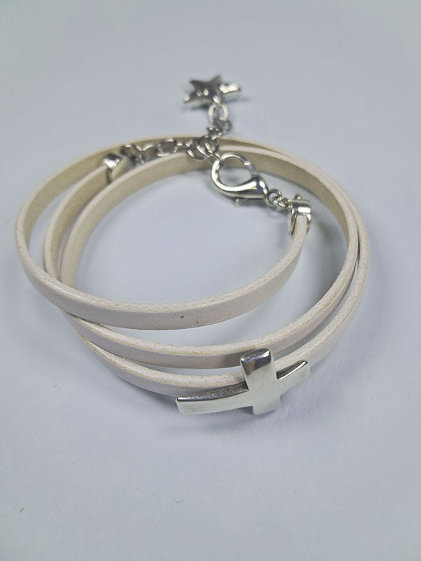 Kieputettava nahkaranneke, risti - Image 3